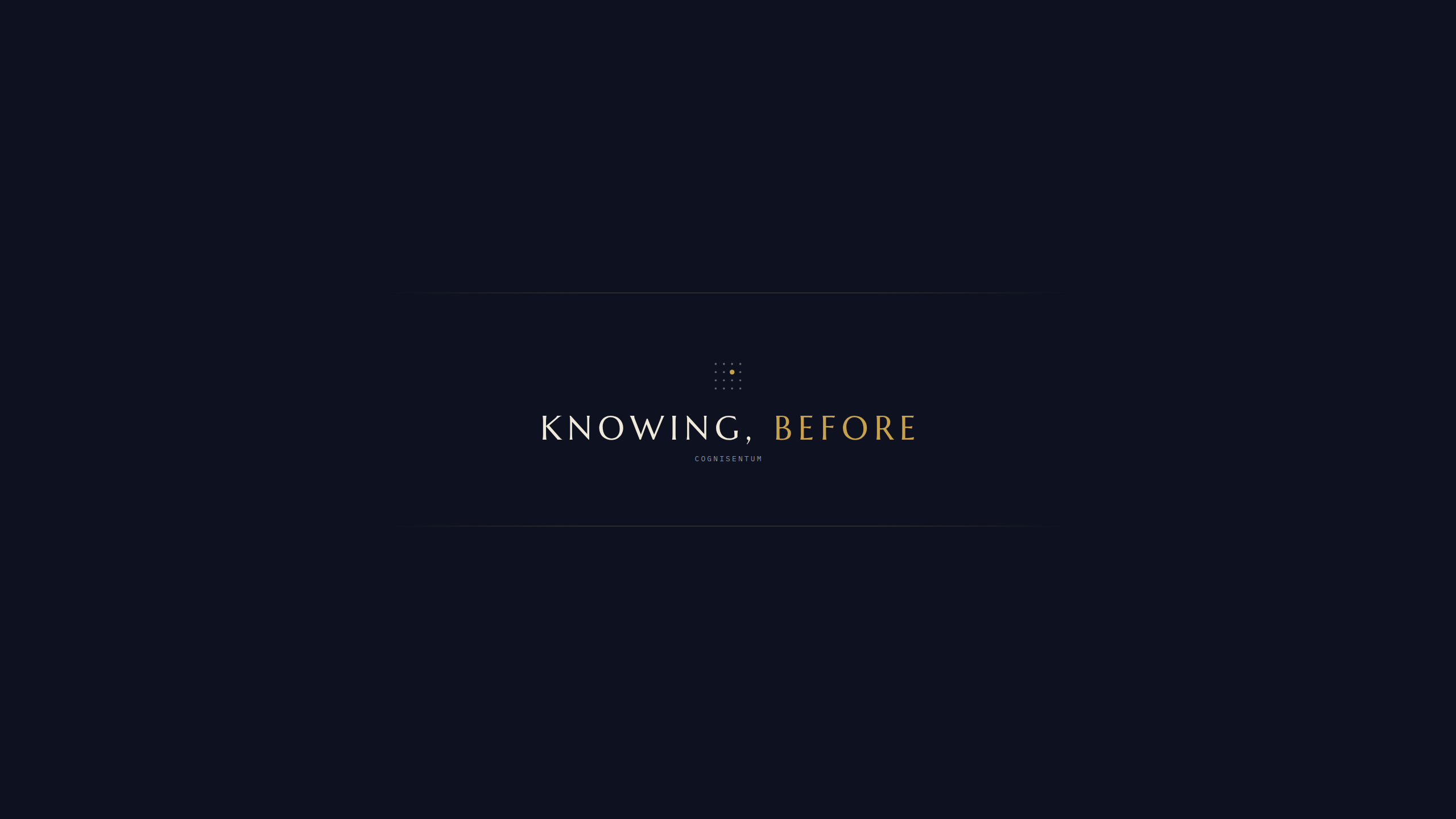 Cognisentum header — Knowing, Before — YouTube