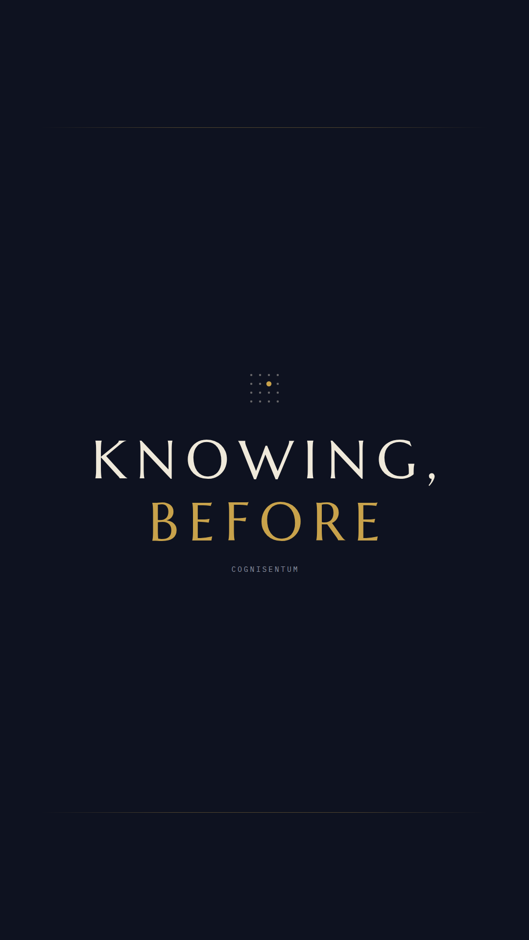 Cognisentum Instagram story — Knowing, Before